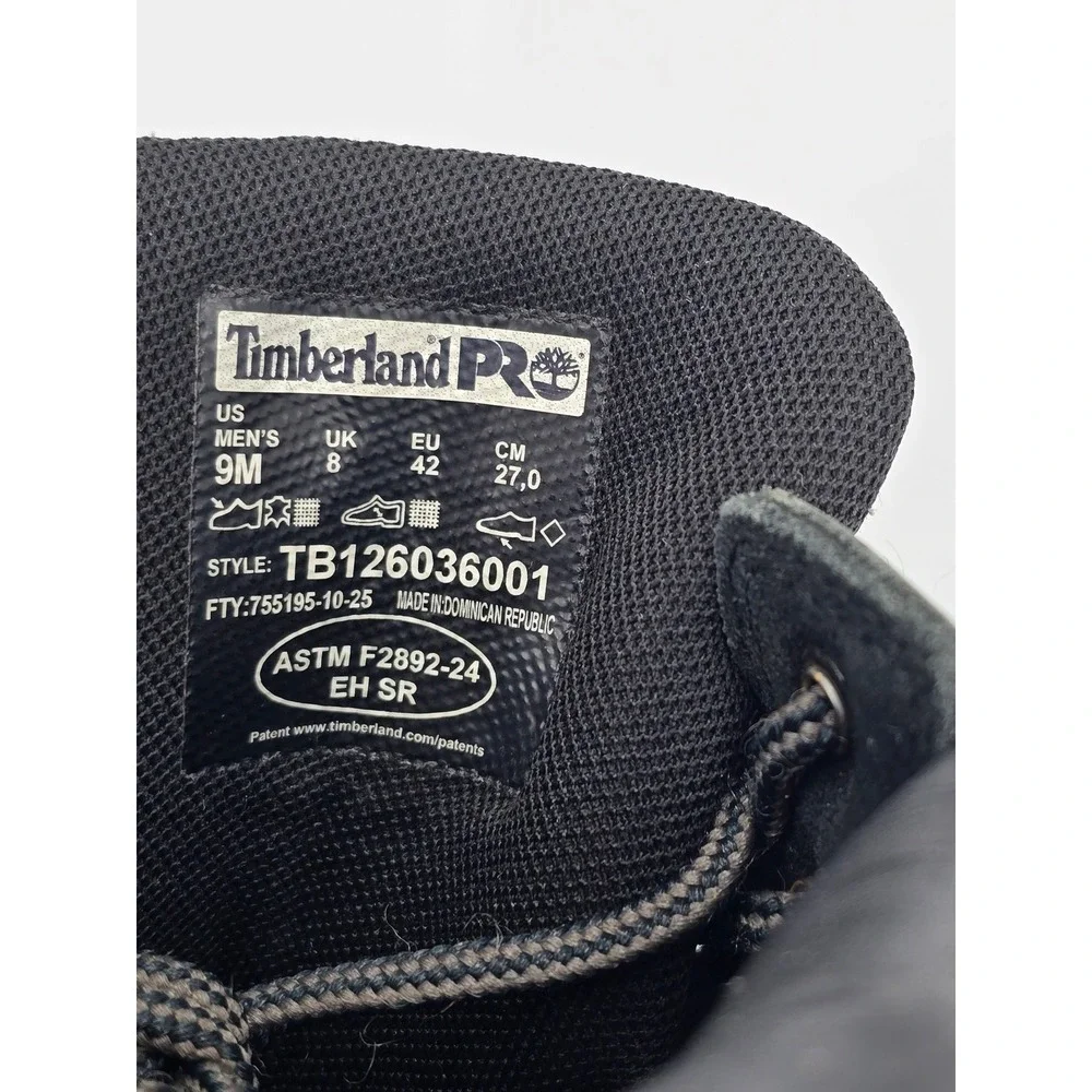Timberland PRO Direct Attach Work Boots Mens 9 Black Leather Soft Toe -Good